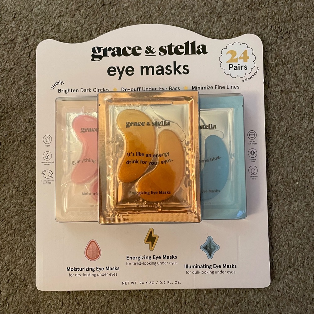 Grace & Stella Energizing Eye Masks Set - 24 pack (new)